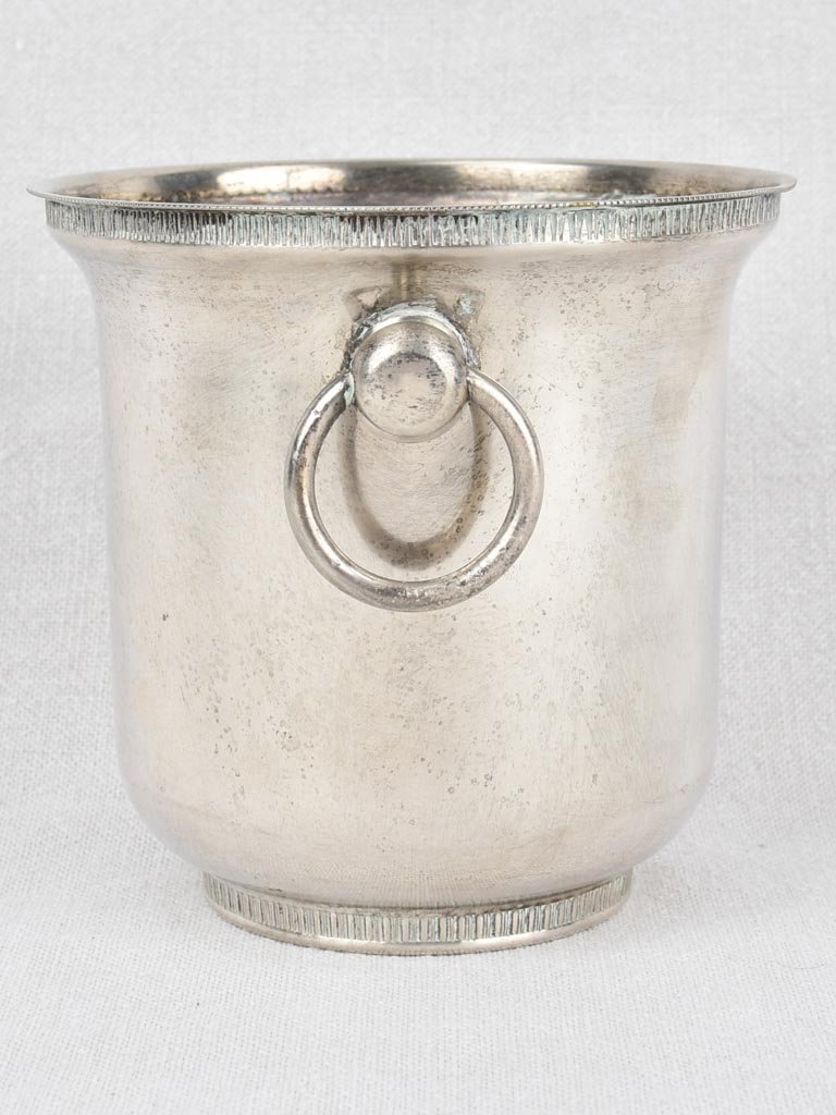 Ice bucket, silver plated, loop handles, 1930s, 5"