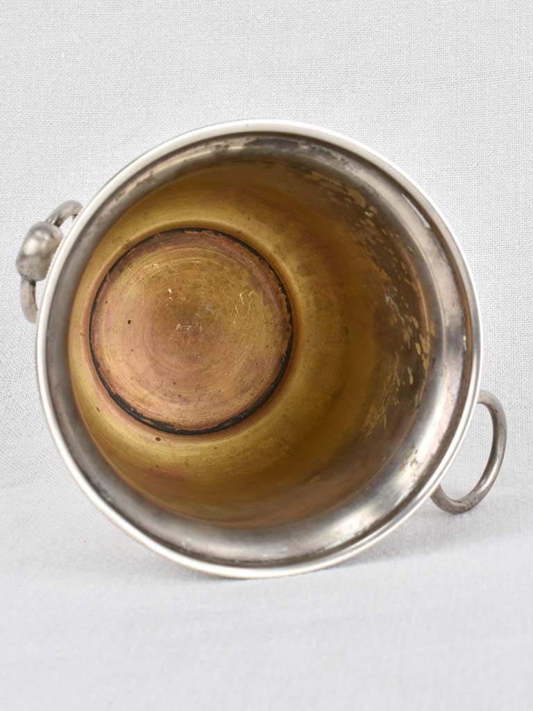 Ice bucket, silver plated, loop handles, 1930s, 5"