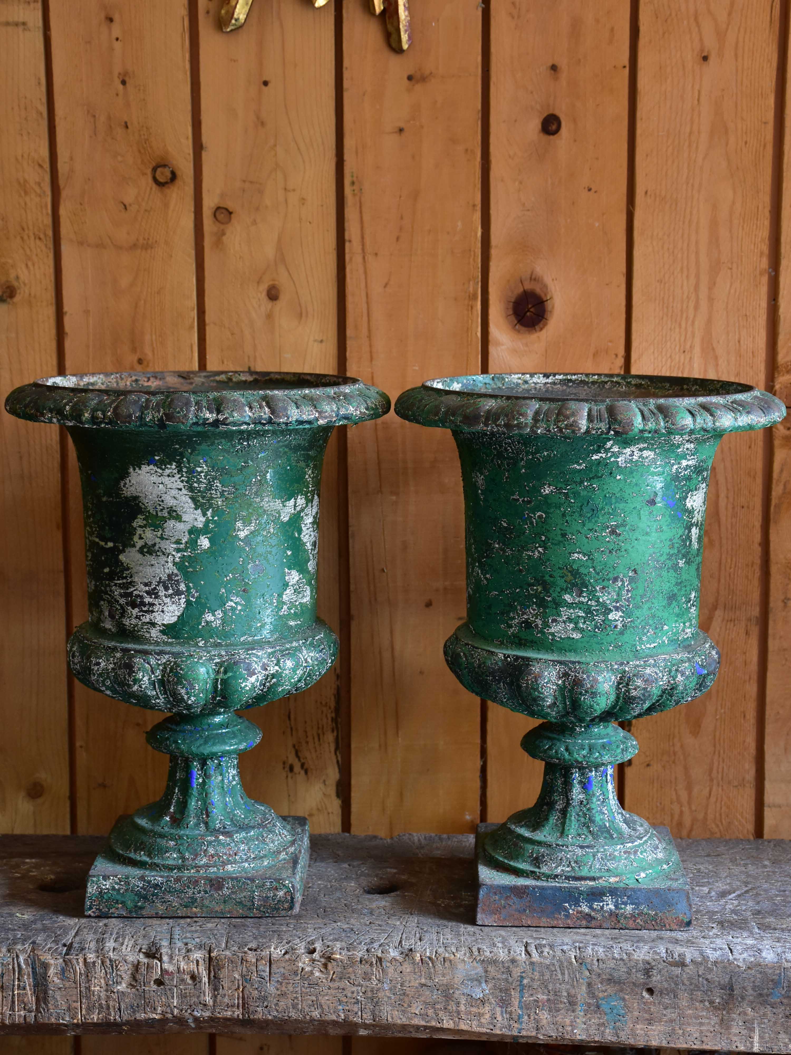 Pair of 19th century Medici urns – green patina