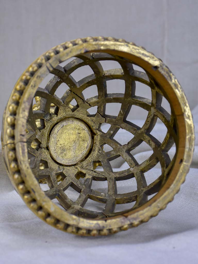 Antique French giltwood lattice cup