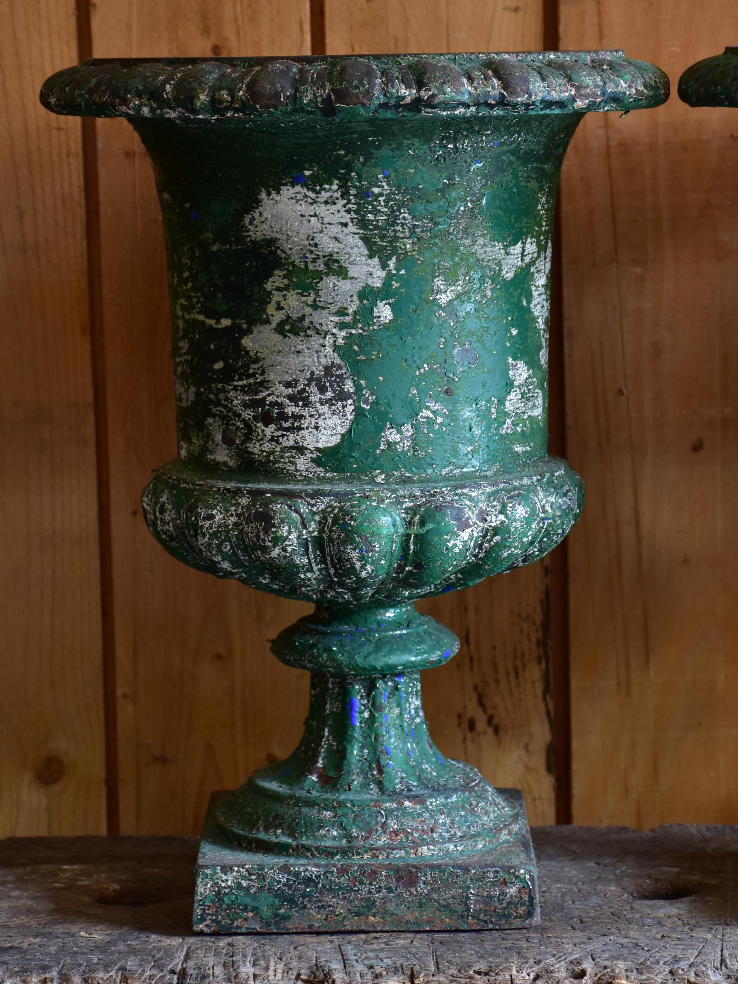 Pair of 19th century Medici urns – green patina