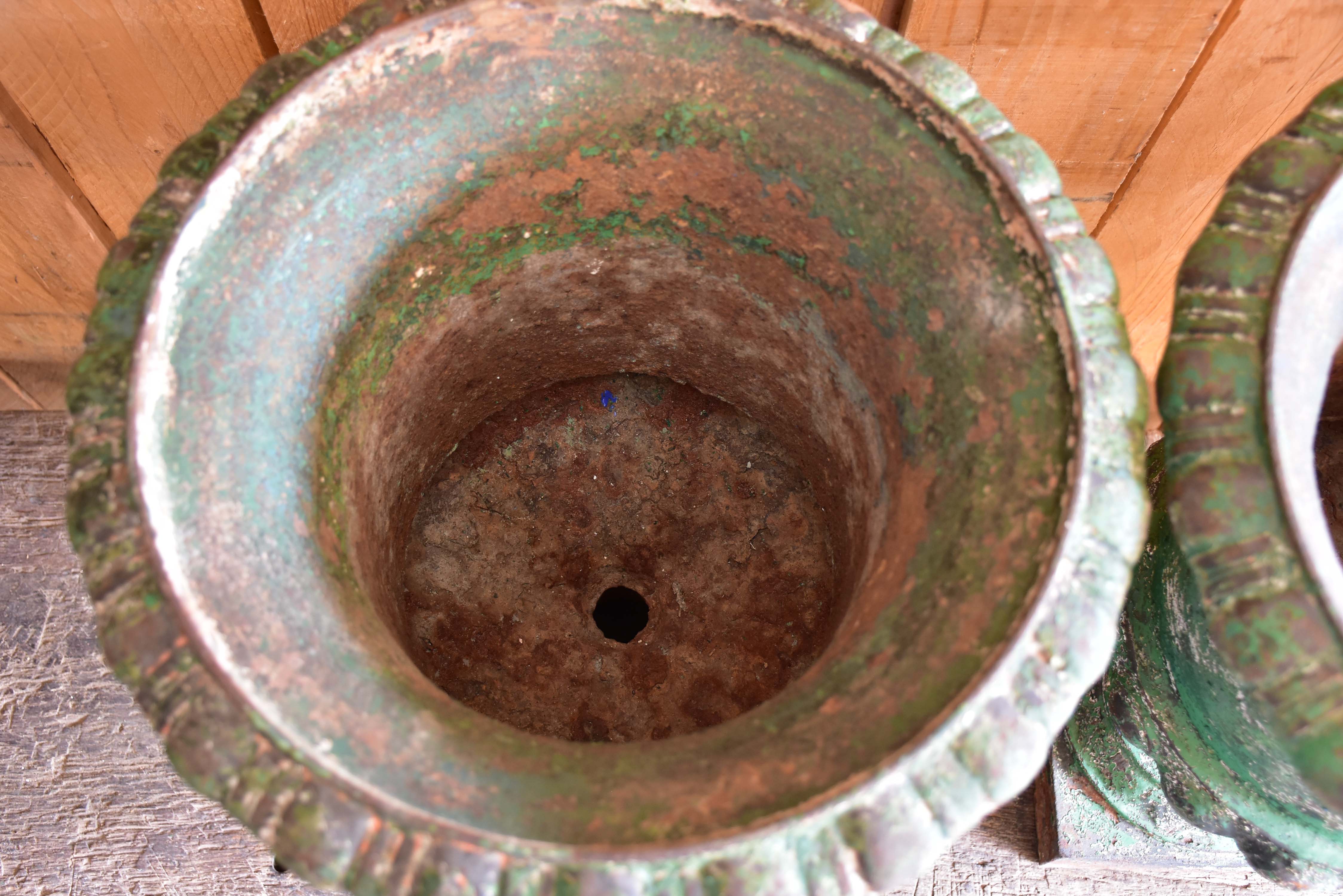 Pair of 19th century Medici urns – green patina