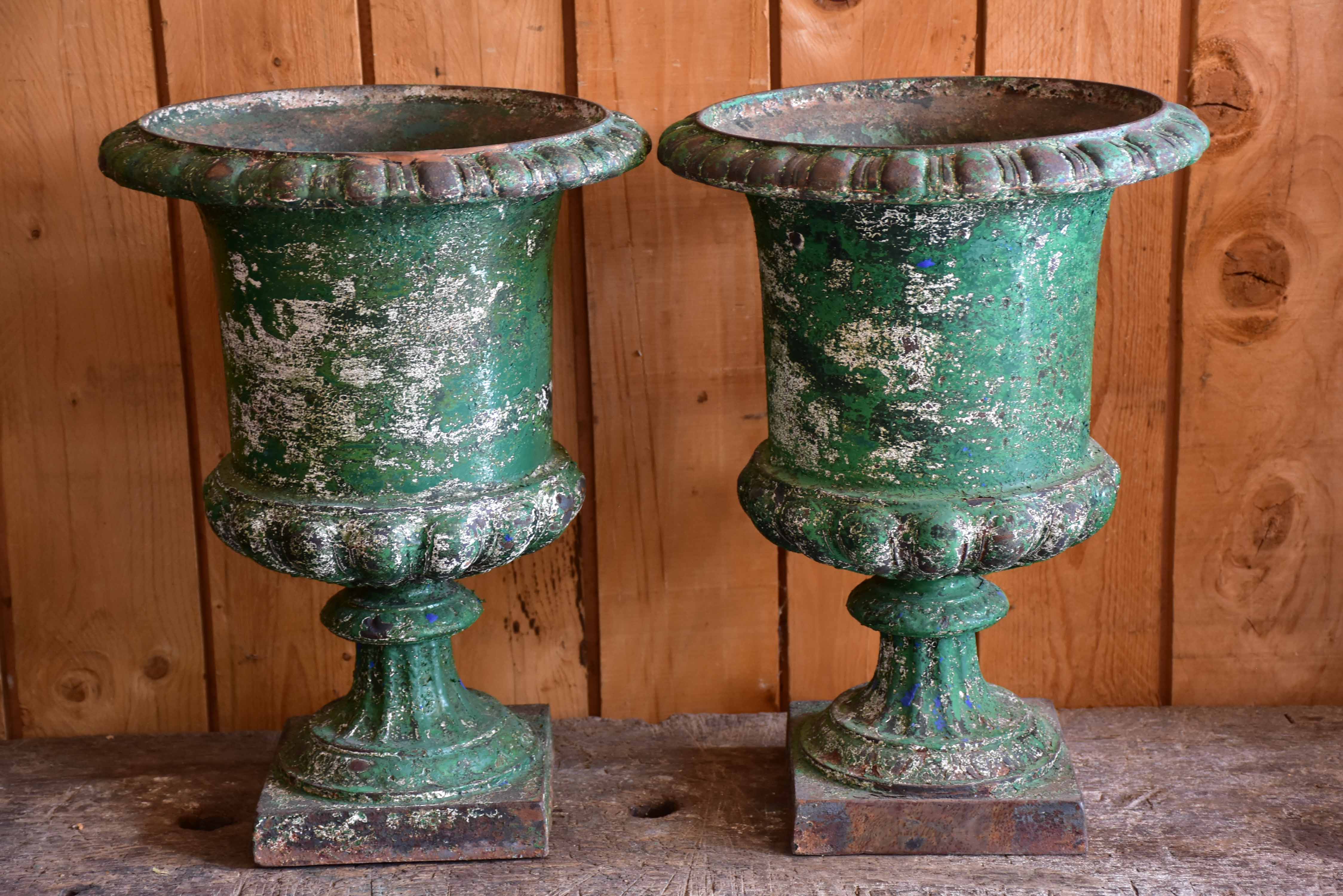 Pair of 19th century Medici urns – green patina