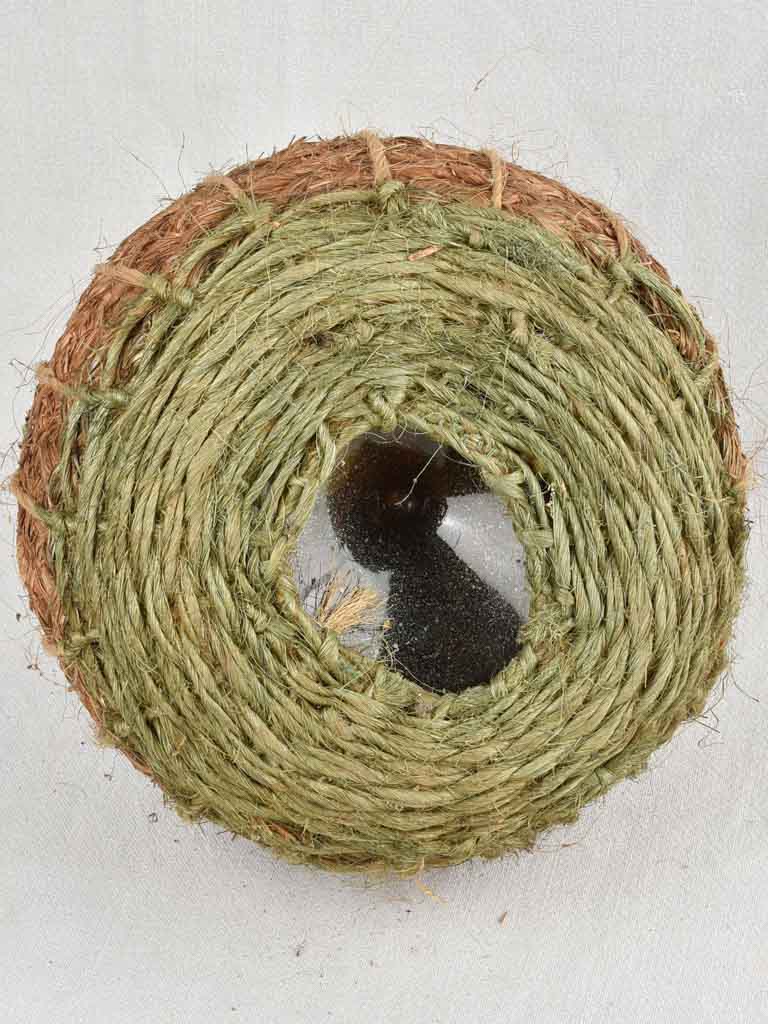 Small demijohn bottle in woven straw basket 13½"