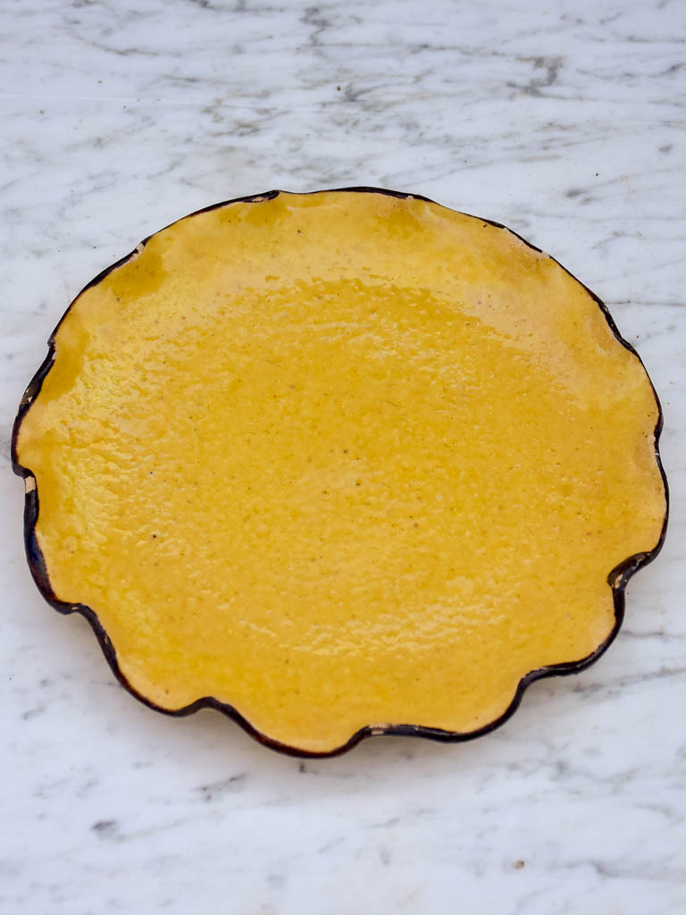 Antique French Dieulefit plate with rippled edge