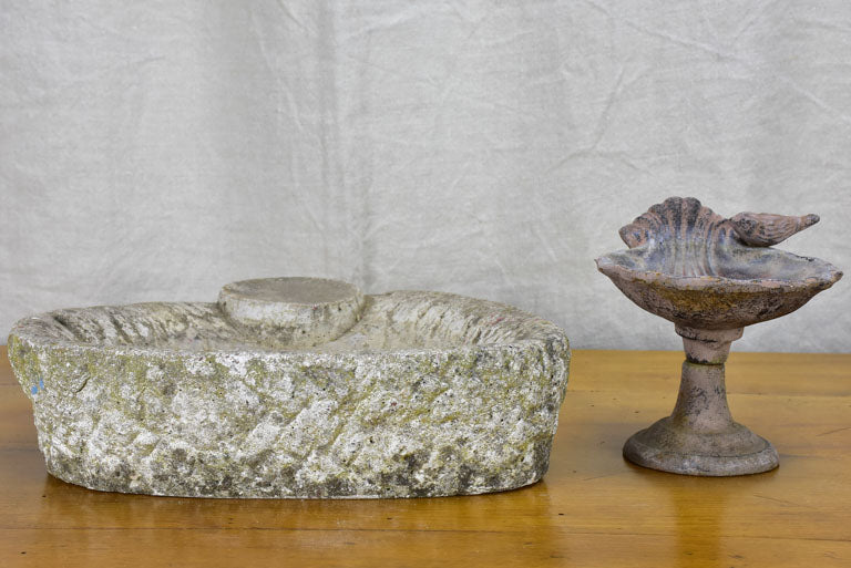 Vintage French birdbath and feeder
