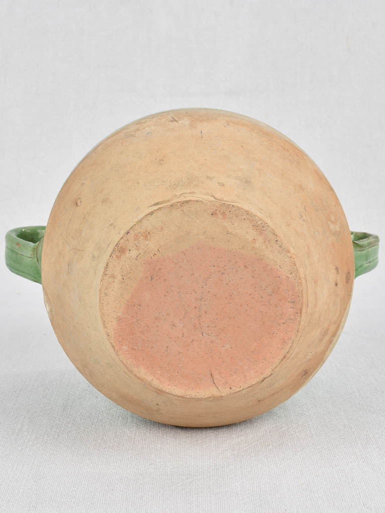 Antique French confit pot with green glaze 7½"