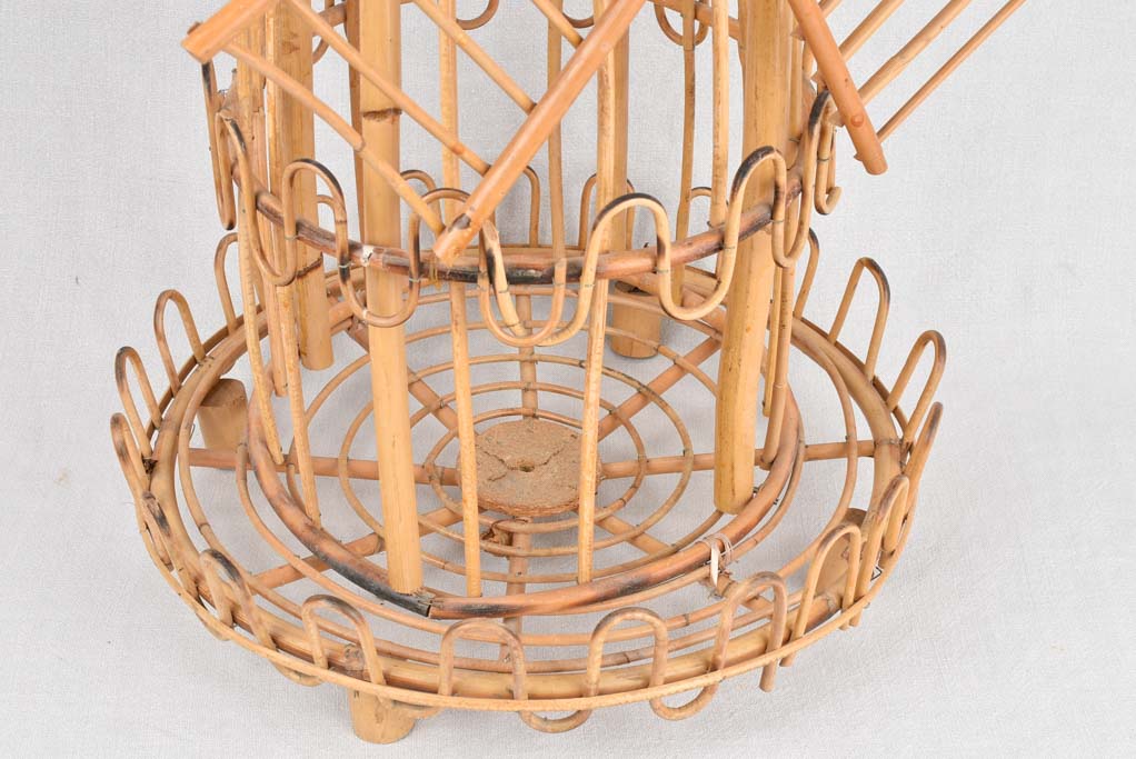 Vintage rattan sculpture of a windmill 26½"