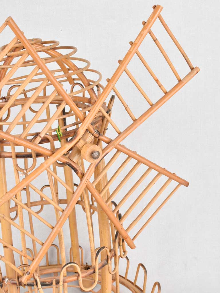 Vintage rattan sculpture of a windmill 26½"