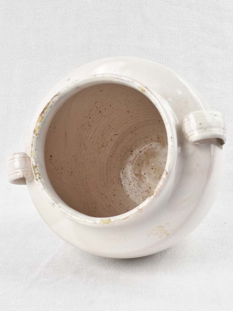 Early 20th century French preserving pot with white glaze 8¾"