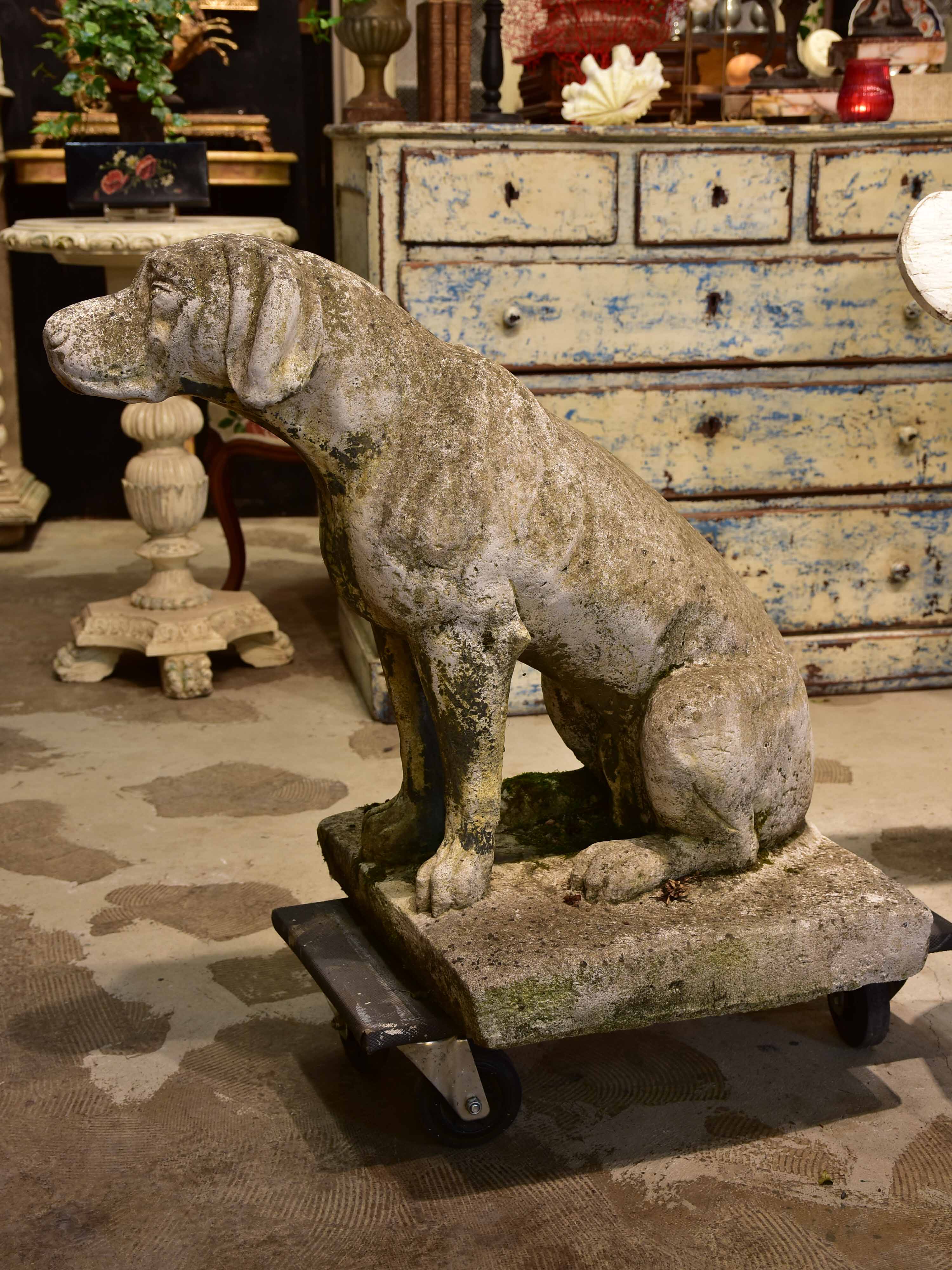 Pair of vintage French garden sculptures - dogs