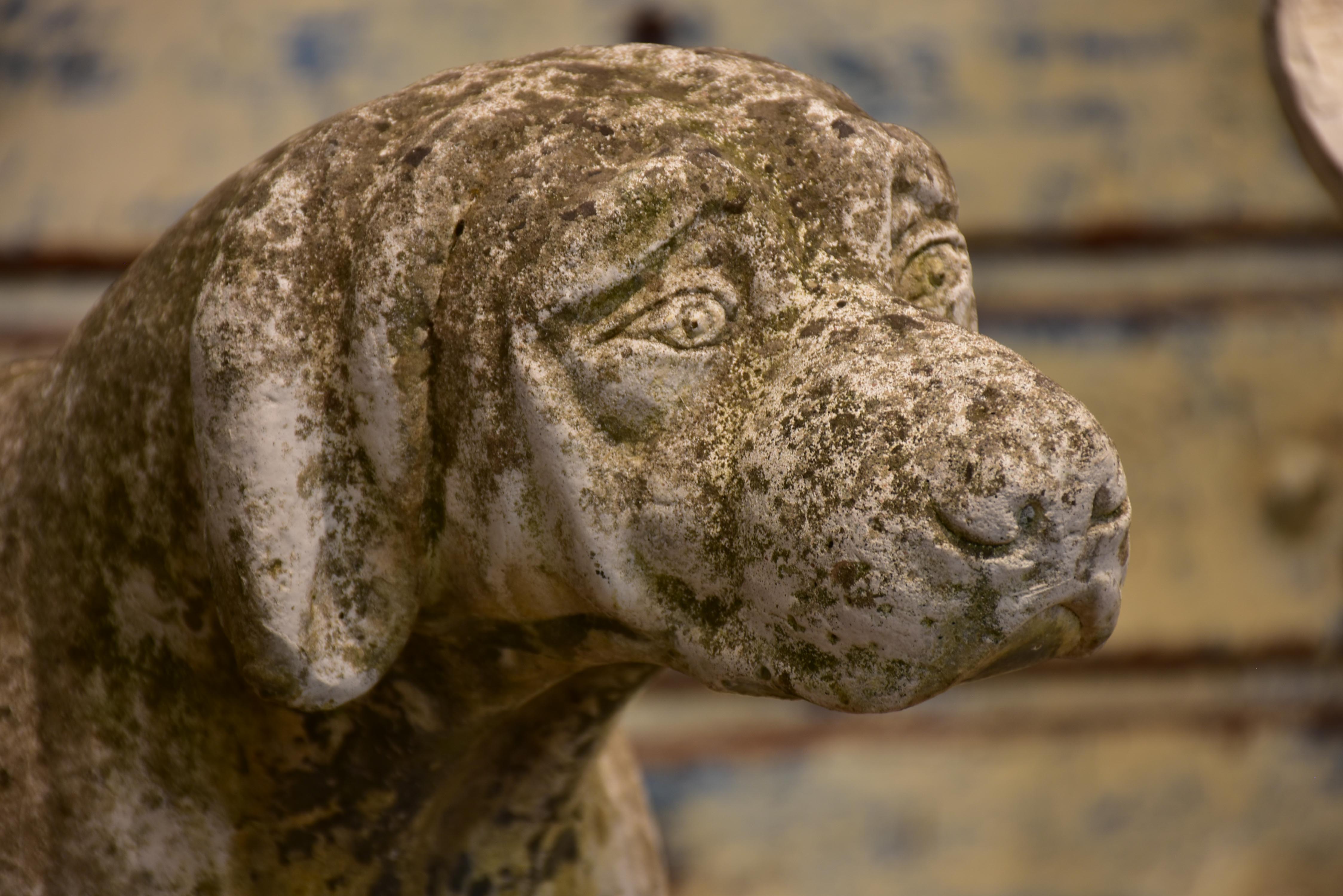 Pair of vintage French garden sculptures - dogs