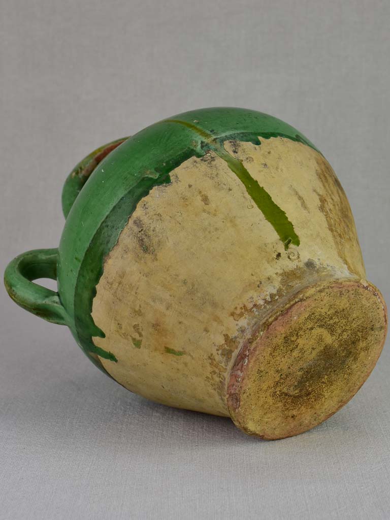 Early twentieth century French water pitcher with green glaze 11½"