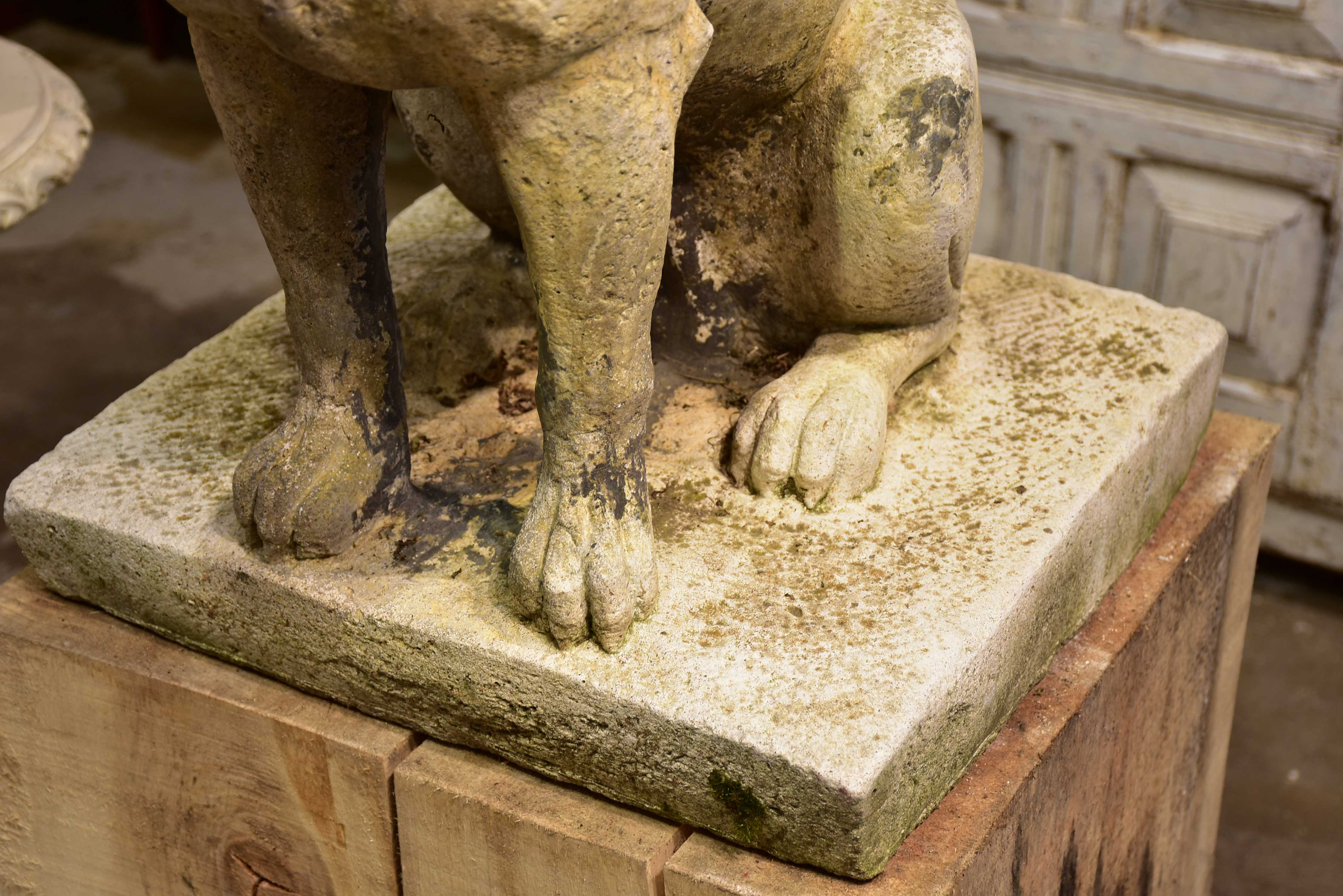 Pair of vintage French garden sculptures - dogs
