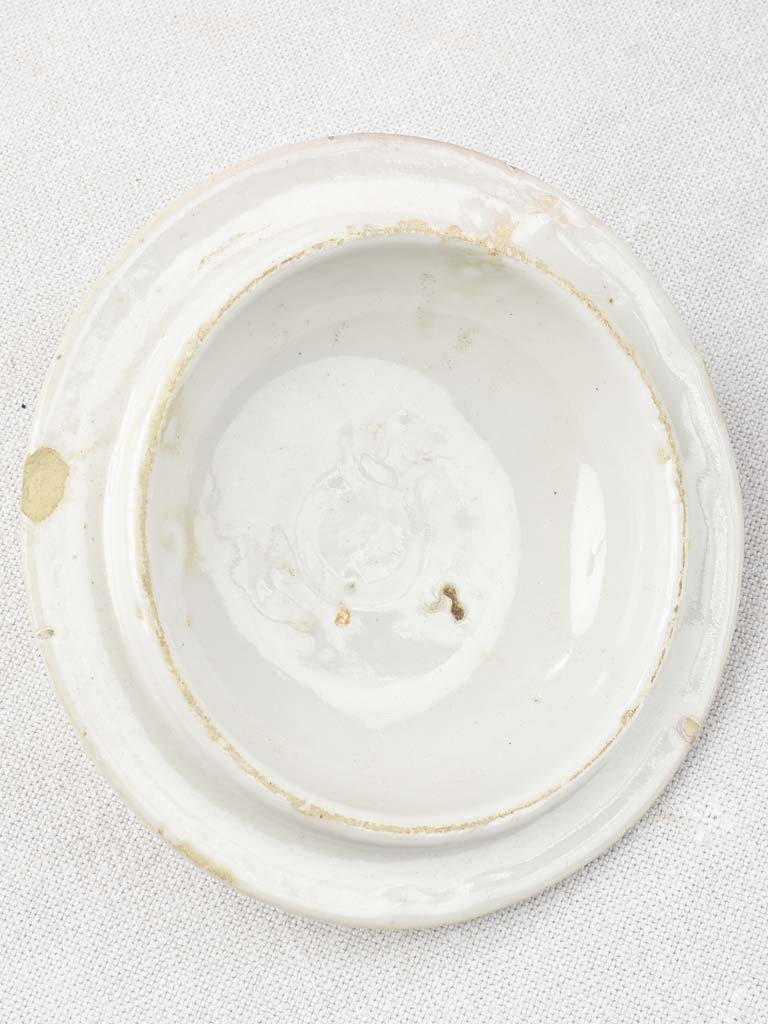 Early 20th century French preserving pot and lid with white glaze 11"