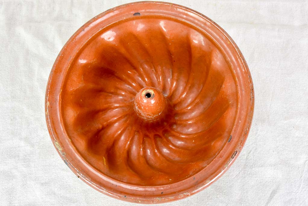 19th Century French terracotta Gugelhupf cake mold from Alsace 11¾"