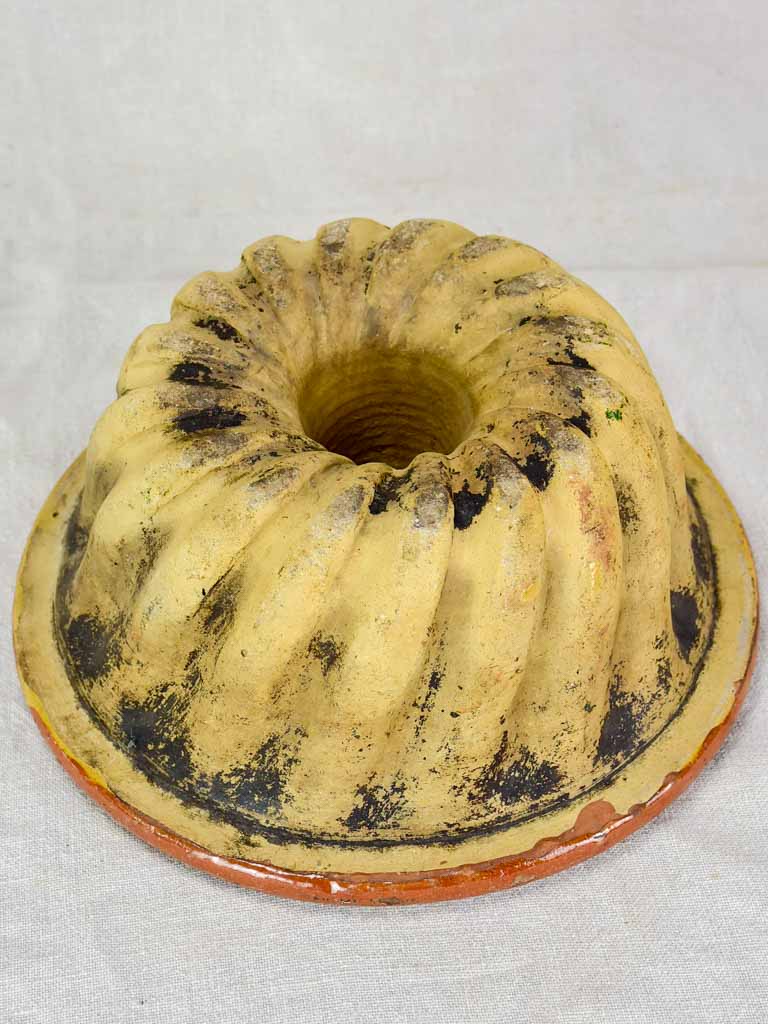 19th Century French terracotta Gugelhupf cake mold from Alsace 11¾"