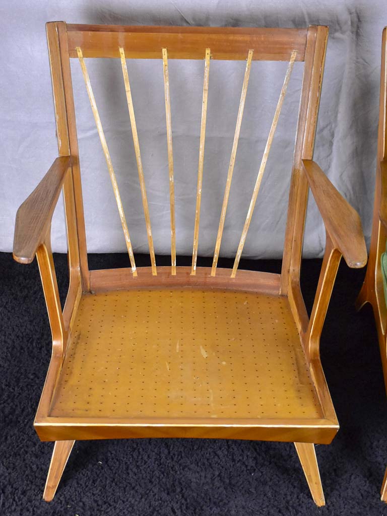 Set of four 1960's Scandinavian armchairs with green velour upholstery