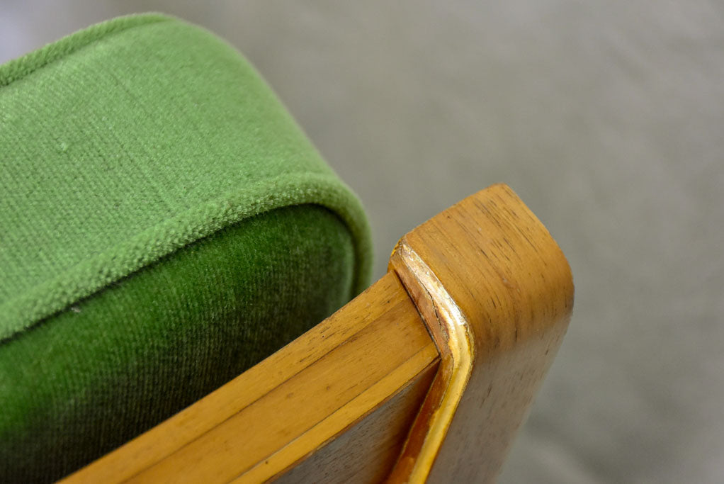 Set of four 1960's Scandinavian armchairs with green velour upholstery