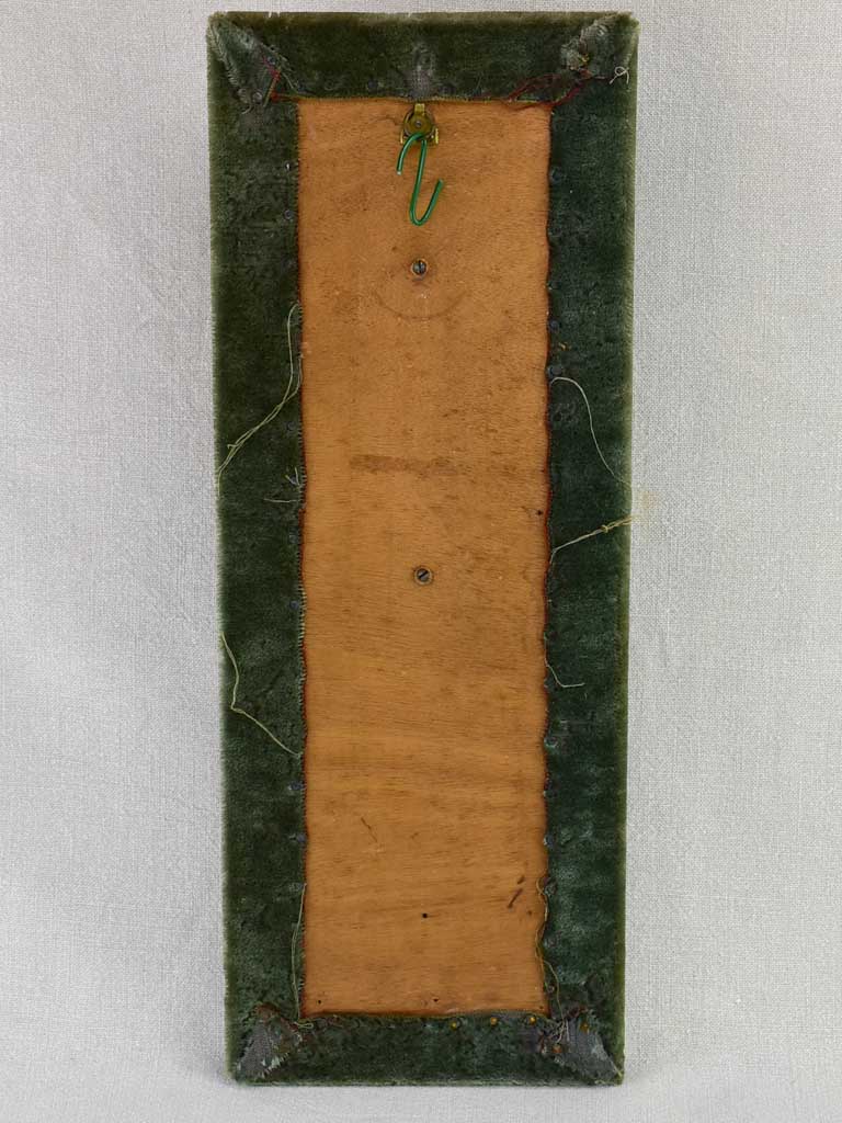 18th Century carved statue of Christ on green velour 21¼" x 8"
