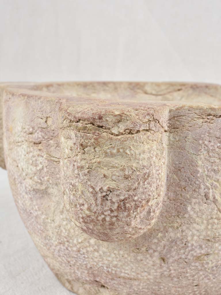 Antique stone mortar with brown / purple patina