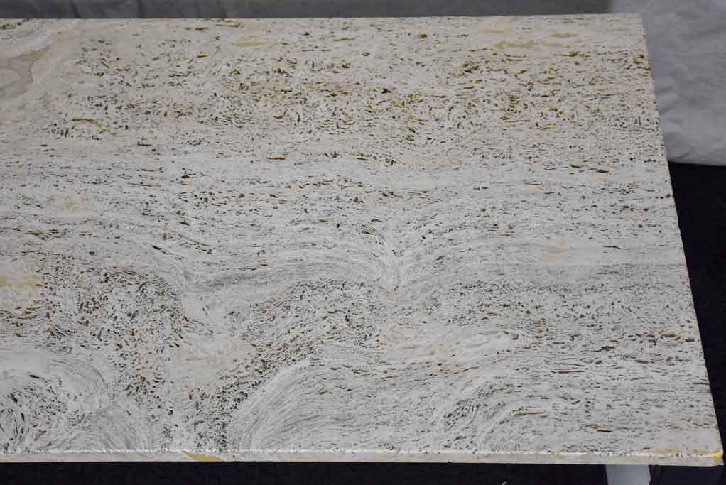 1970's travertine, glass, chrome coffee table - Michel Ducaroy