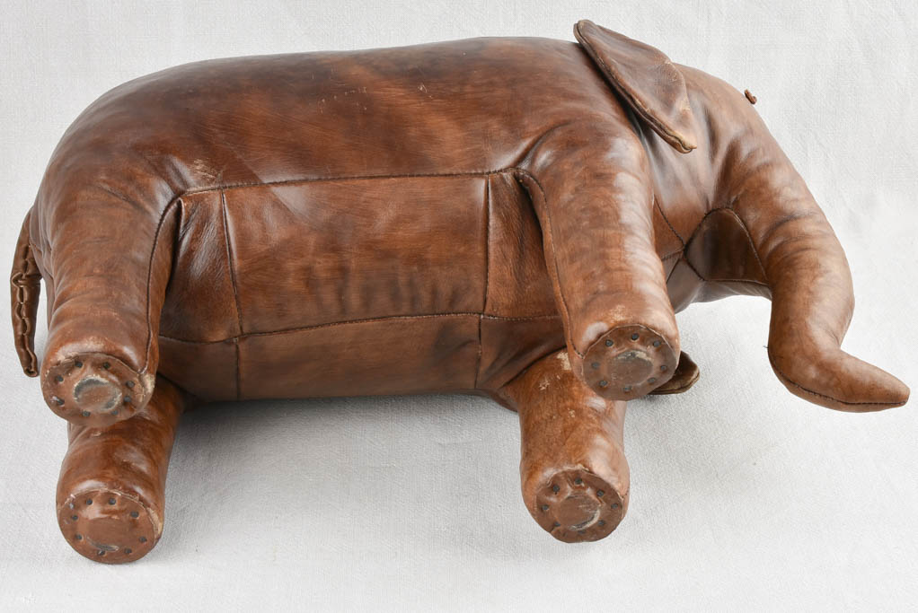 Vintage Leather Elephant footrest 25½"