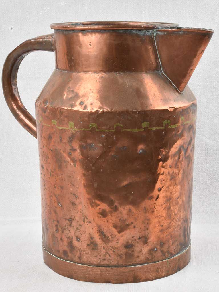 19th century French watering can / copper pitcher 14½"