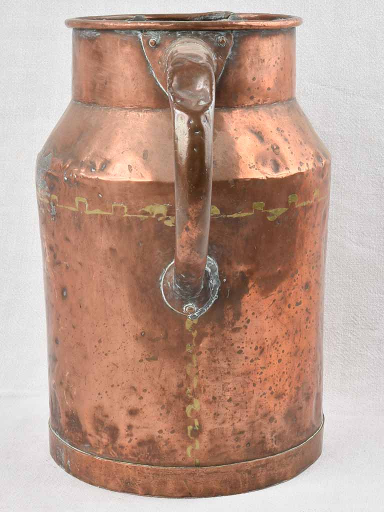19th century French watering can / copper pitcher 14½"