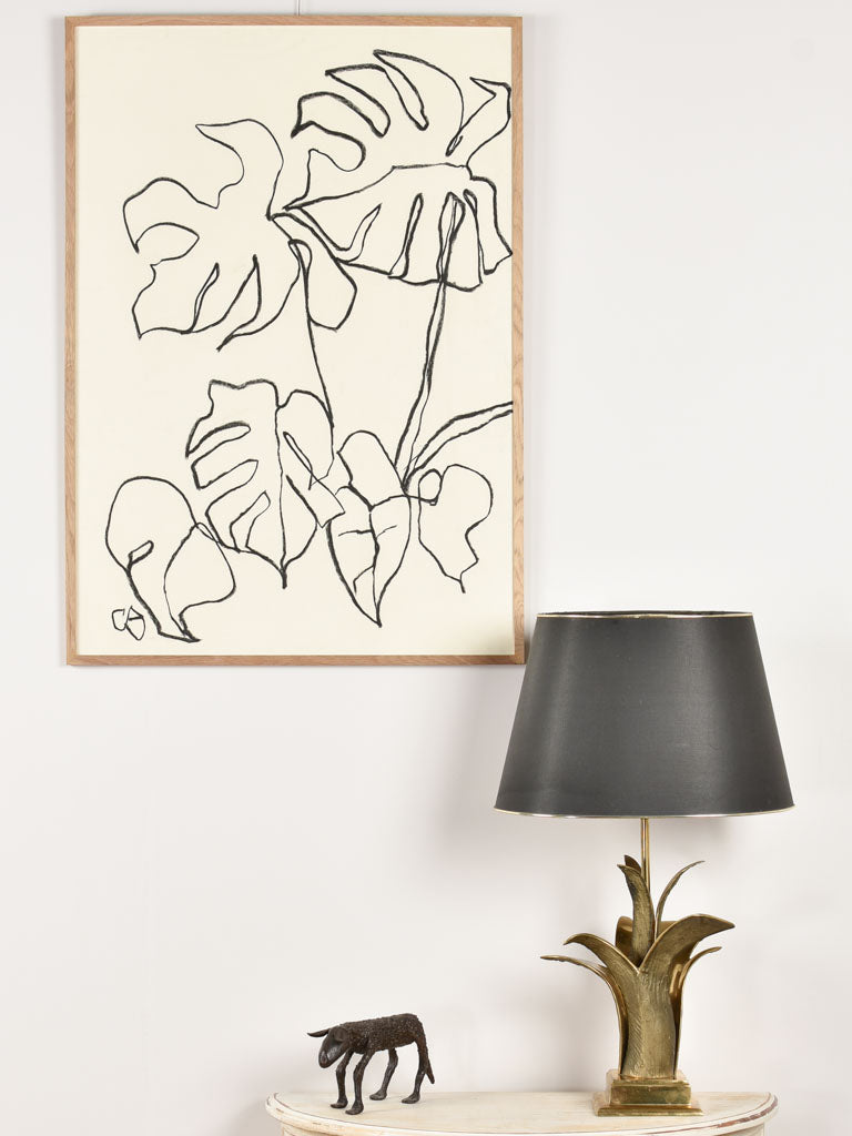 Superb bronze table lamp with gold foliage