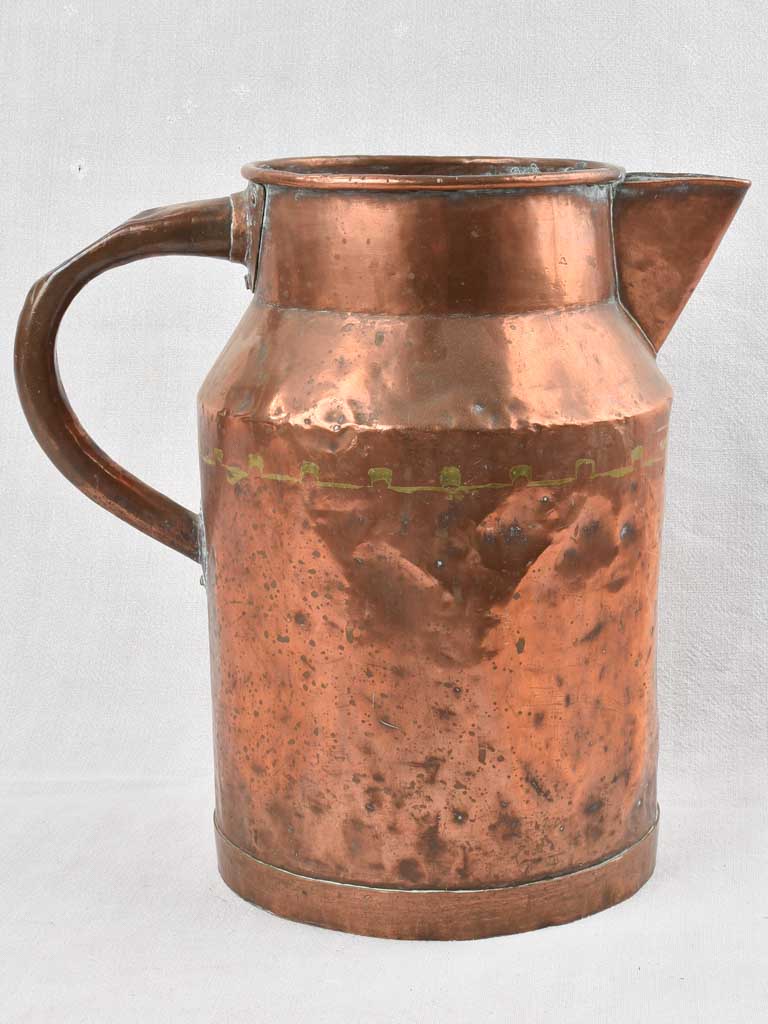 19th century French watering can / copper pitcher 14½"