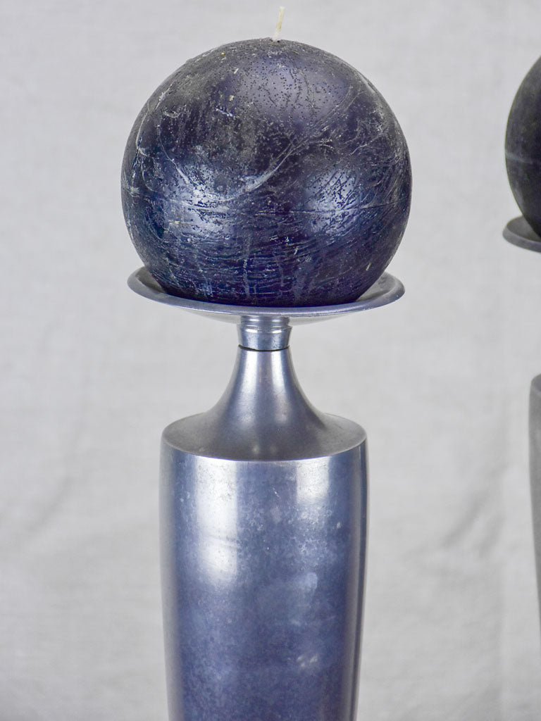 Pair of large vintage candlesticks - aluminium