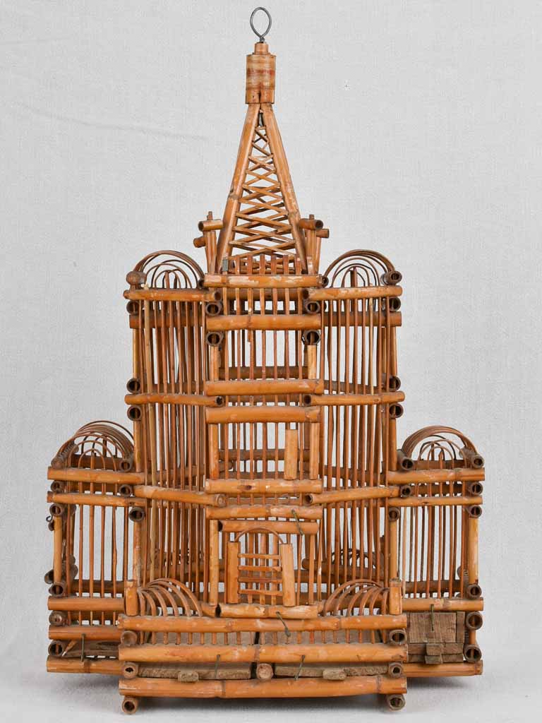 Birdcage, bamboo and rattan 26"