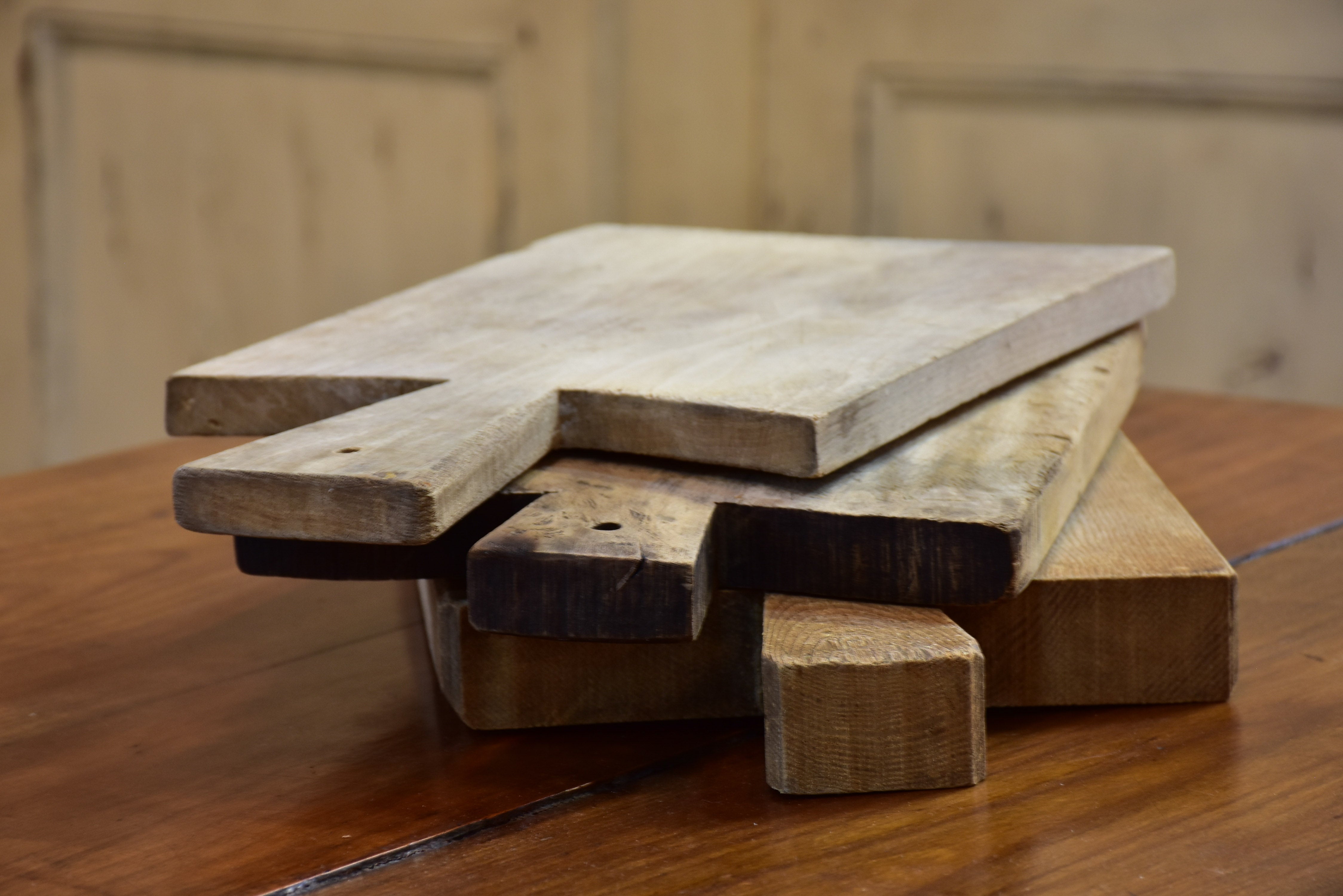 Three rustic French cutting boards