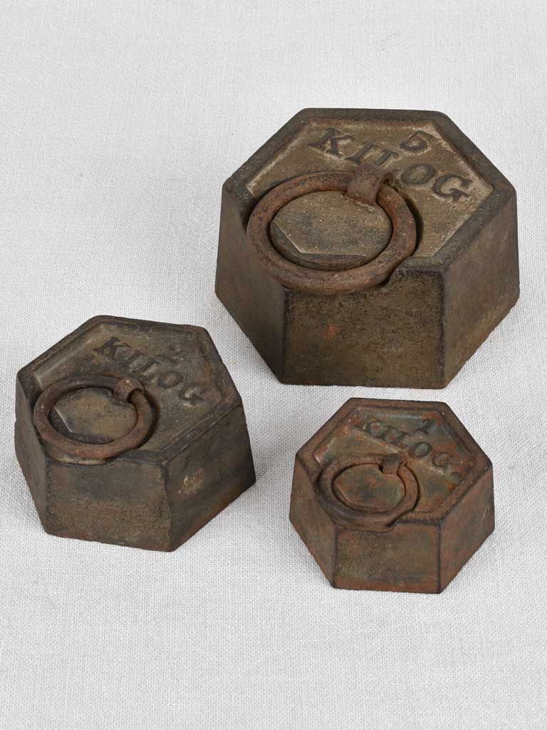 Vintage cast-iron 1930s Weights set