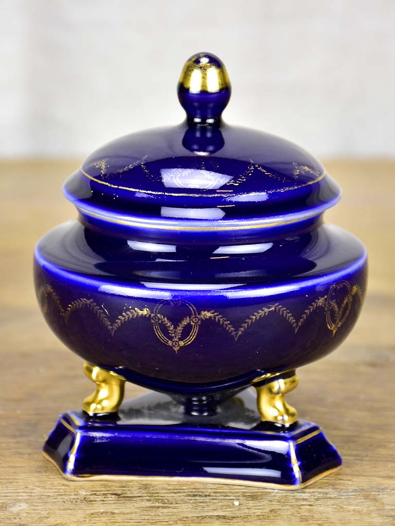 Cobalt blue Sèvres porcelain sugar bowl