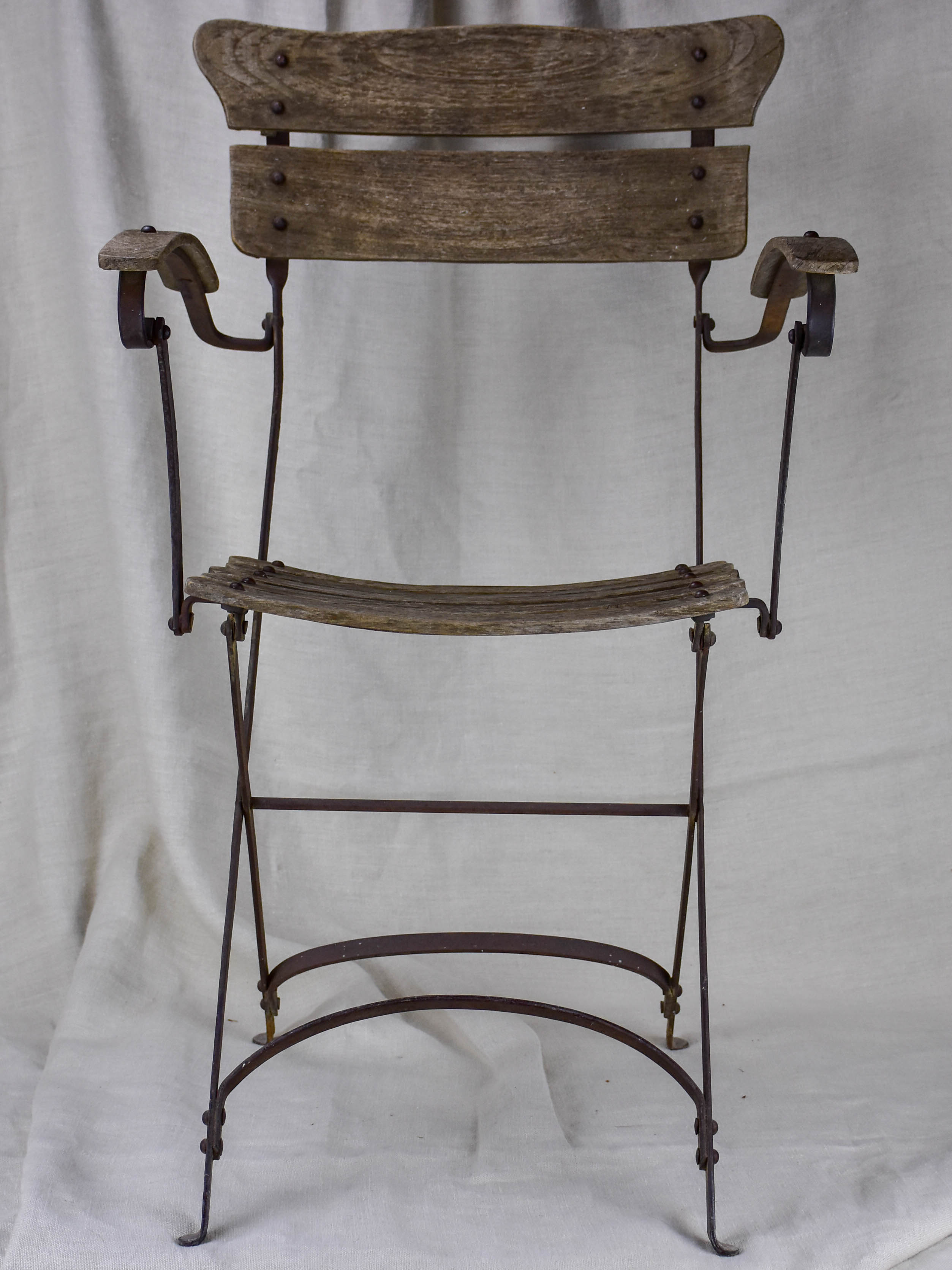 Antique French folding garden armchair