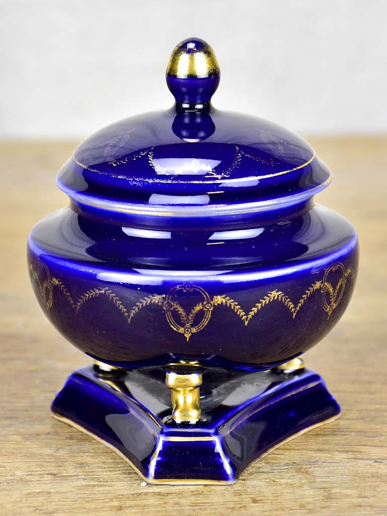 Cobalt blue Sèvres porcelain sugar bowl