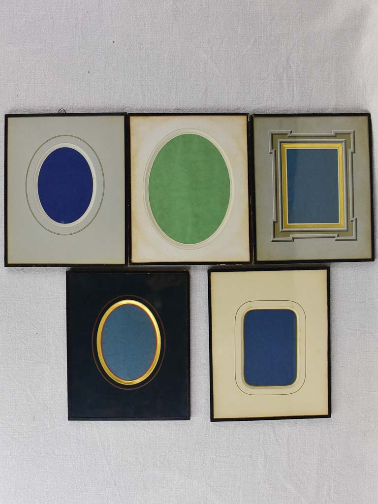 Collection of five antique French photo frames 8¾" x 10¾"