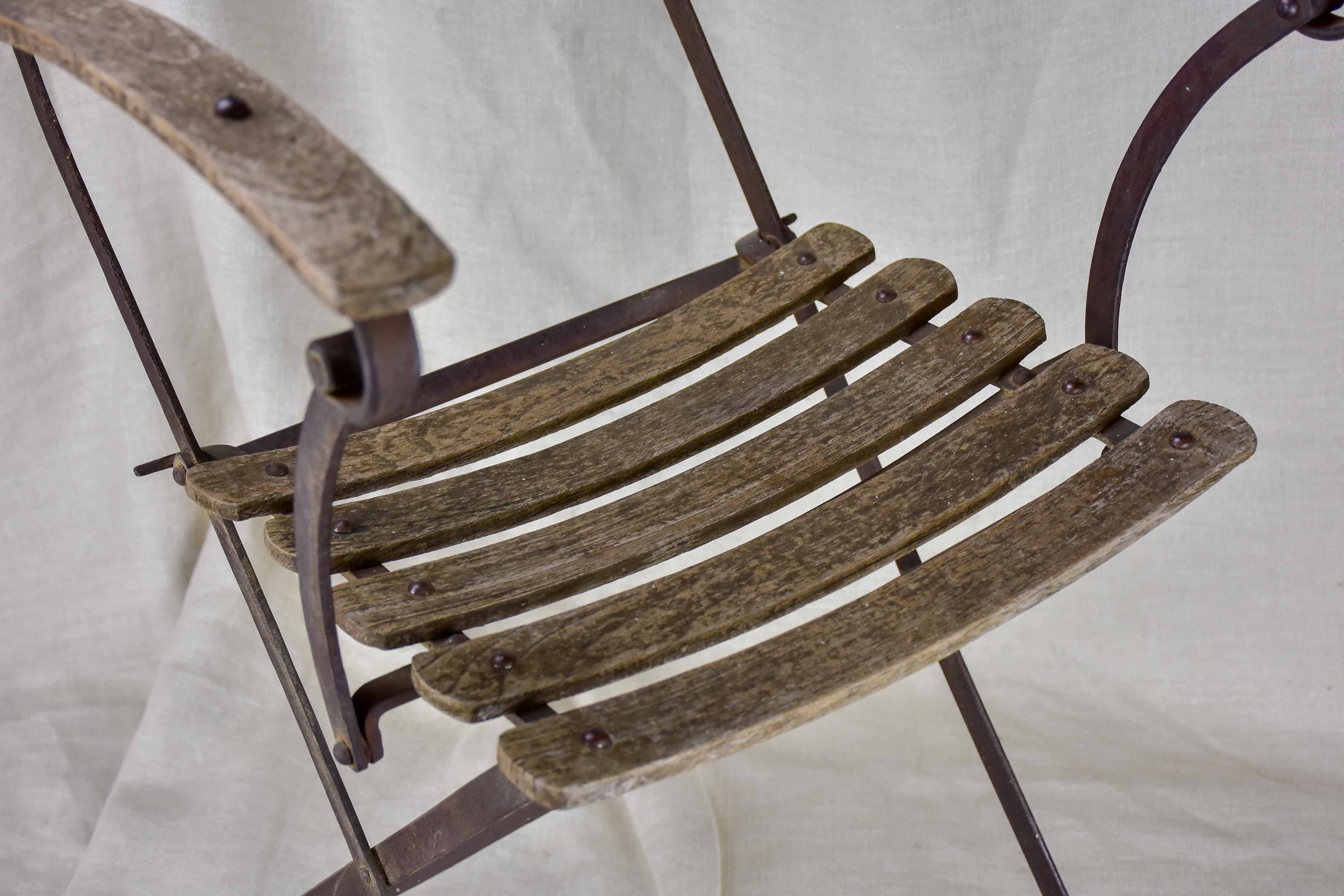 Antique French folding garden armchair
