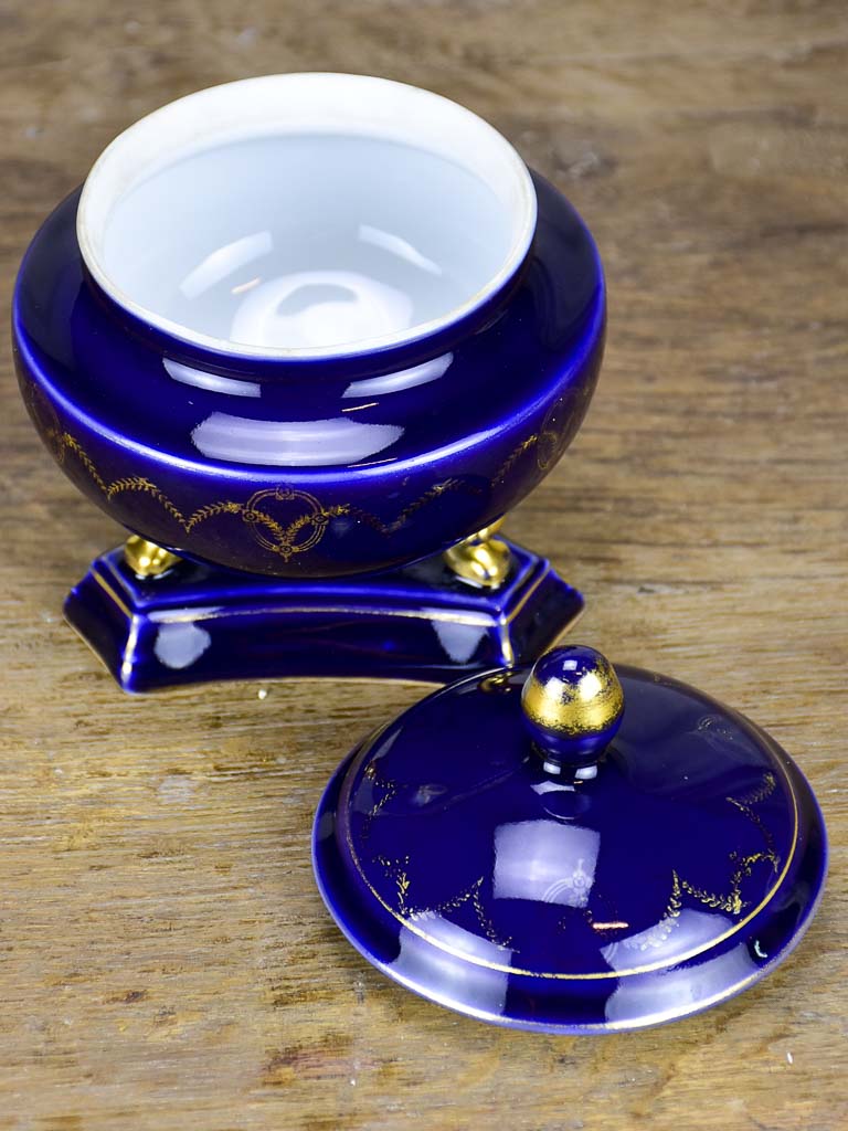 Cobalt blue Sèvres porcelain sugar bowl