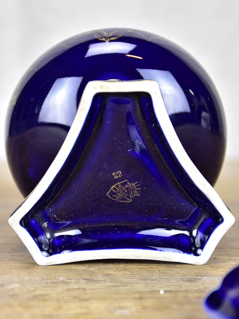 Cobalt blue Sèvres porcelain sugar bowl