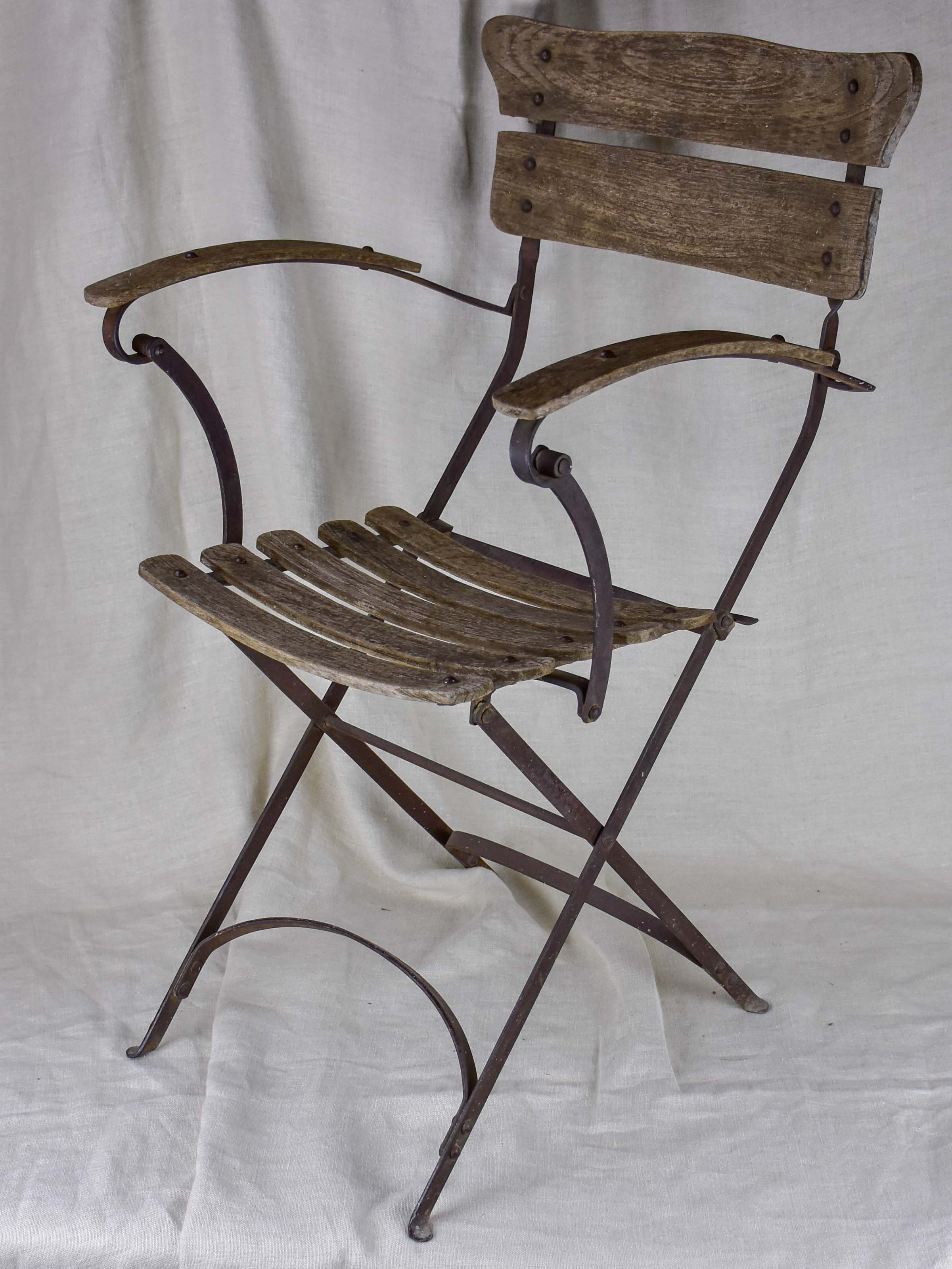Antique French folding garden armchair