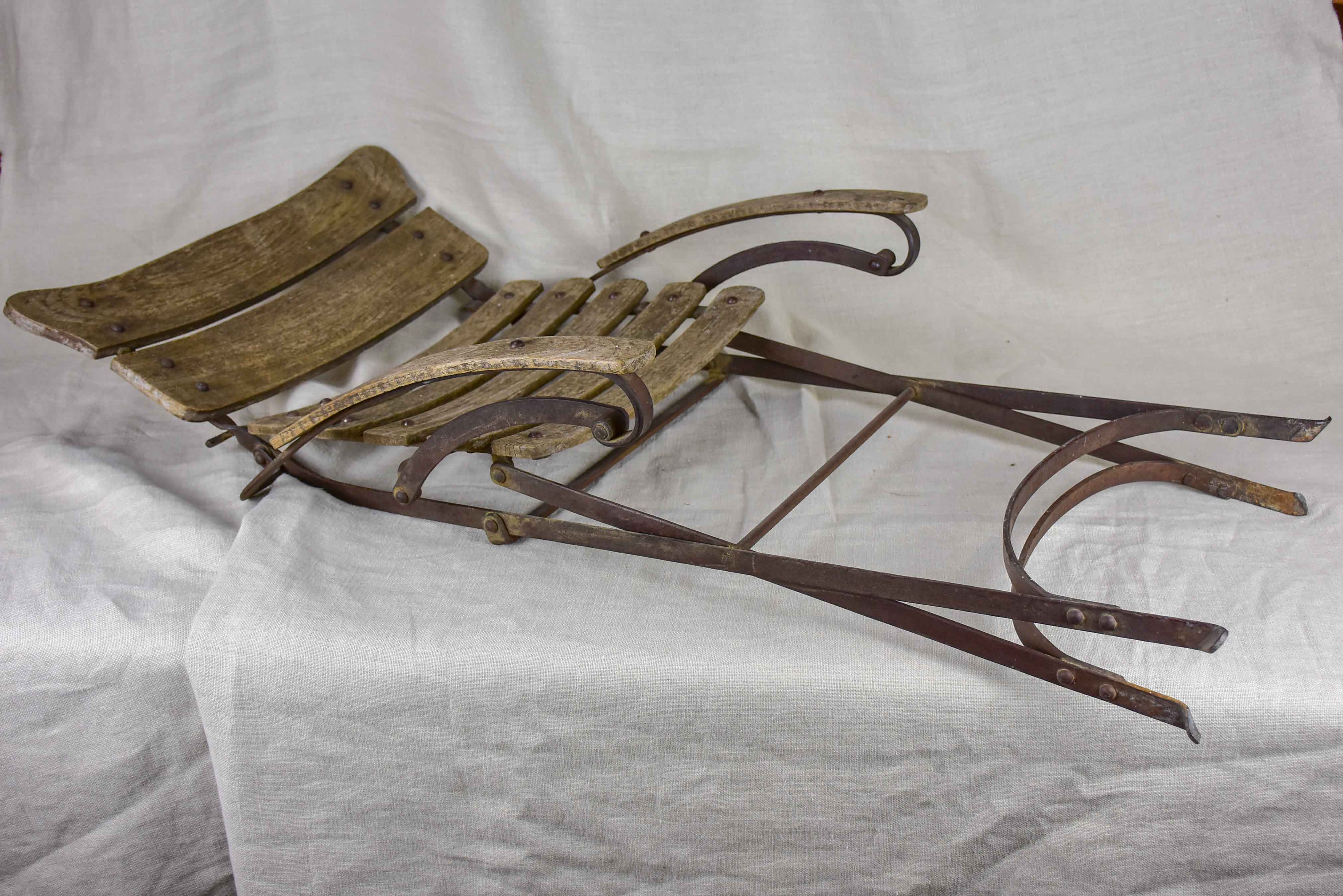Antique French folding garden armchair