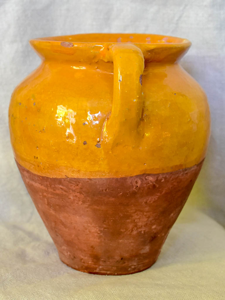 Early 20th Century French confit pot with apricot glaze 8¼"