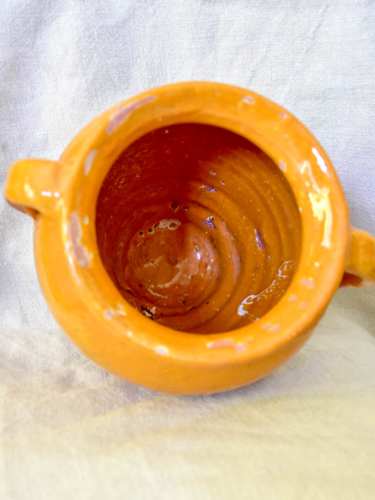 Early 20th Century French confit pot with apricot glaze 8¼"
