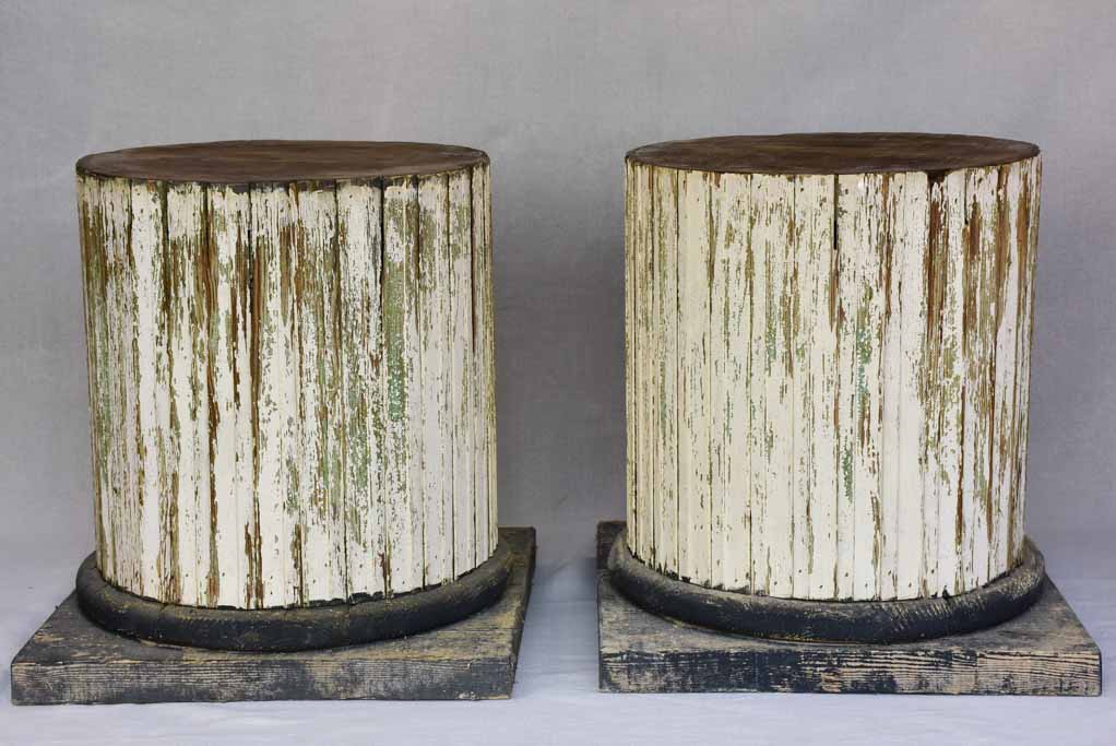 Pair of column-shaped wooden display pedestals 20½"