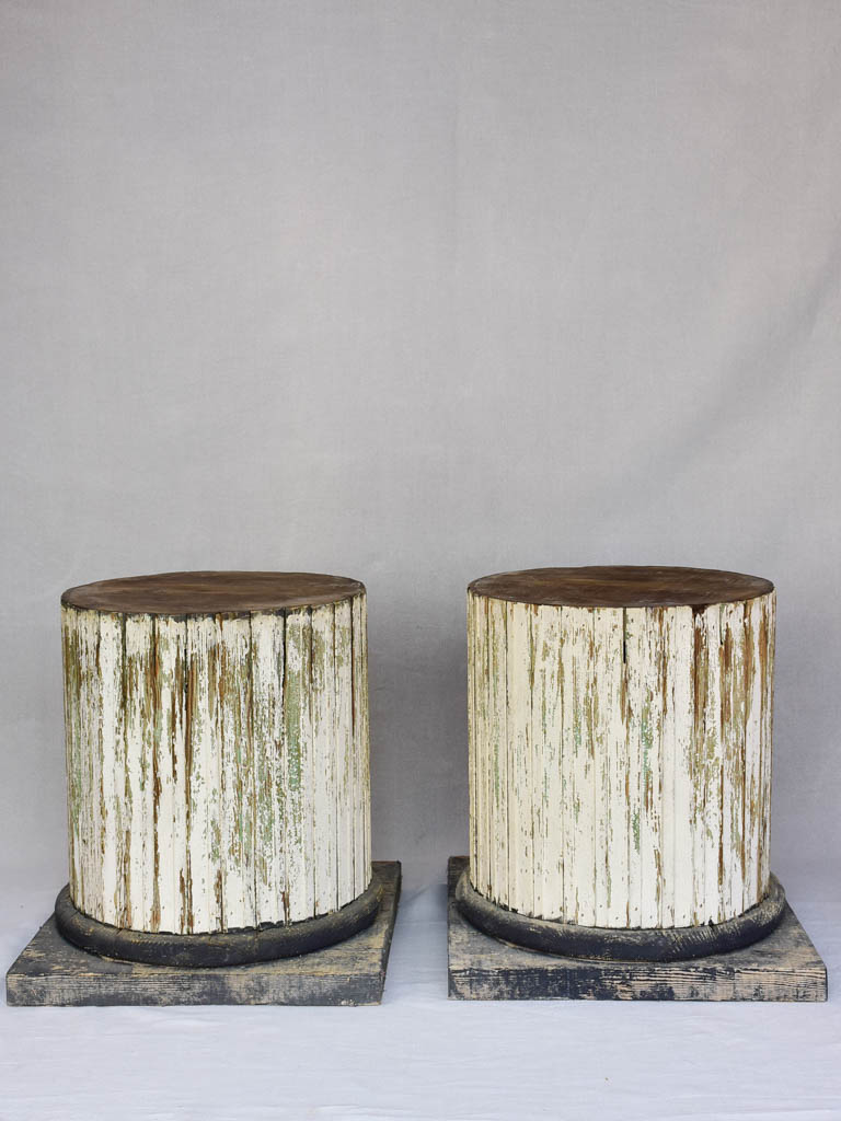 Pair of column-shaped wooden display pedestals 20½"