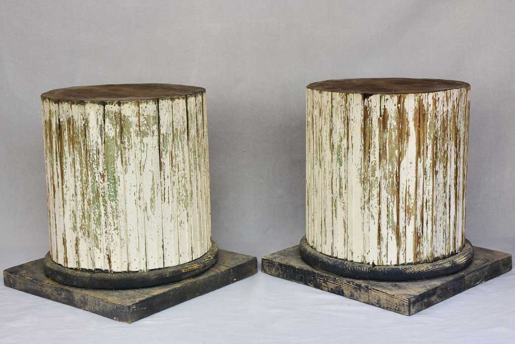 Pair of column-shaped wooden display pedestals 20½"