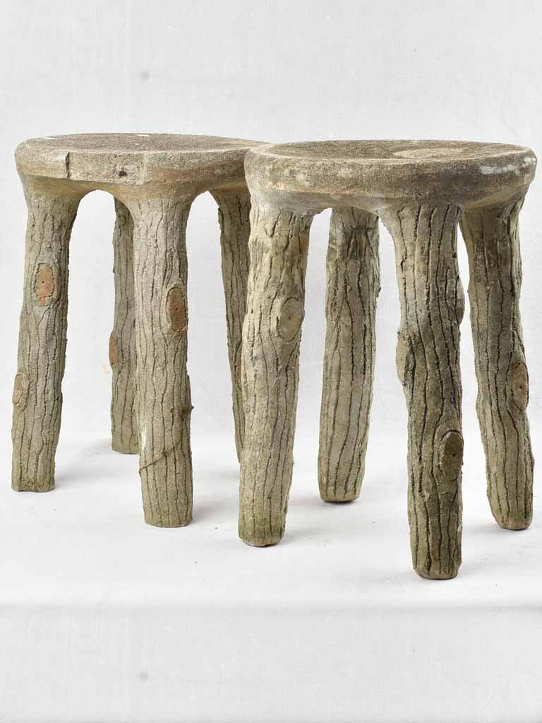 Pair of 1920's faux bois stools 19¾"